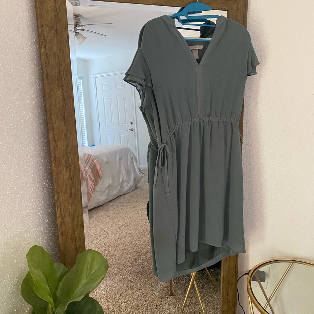 Teal V Neck Dress